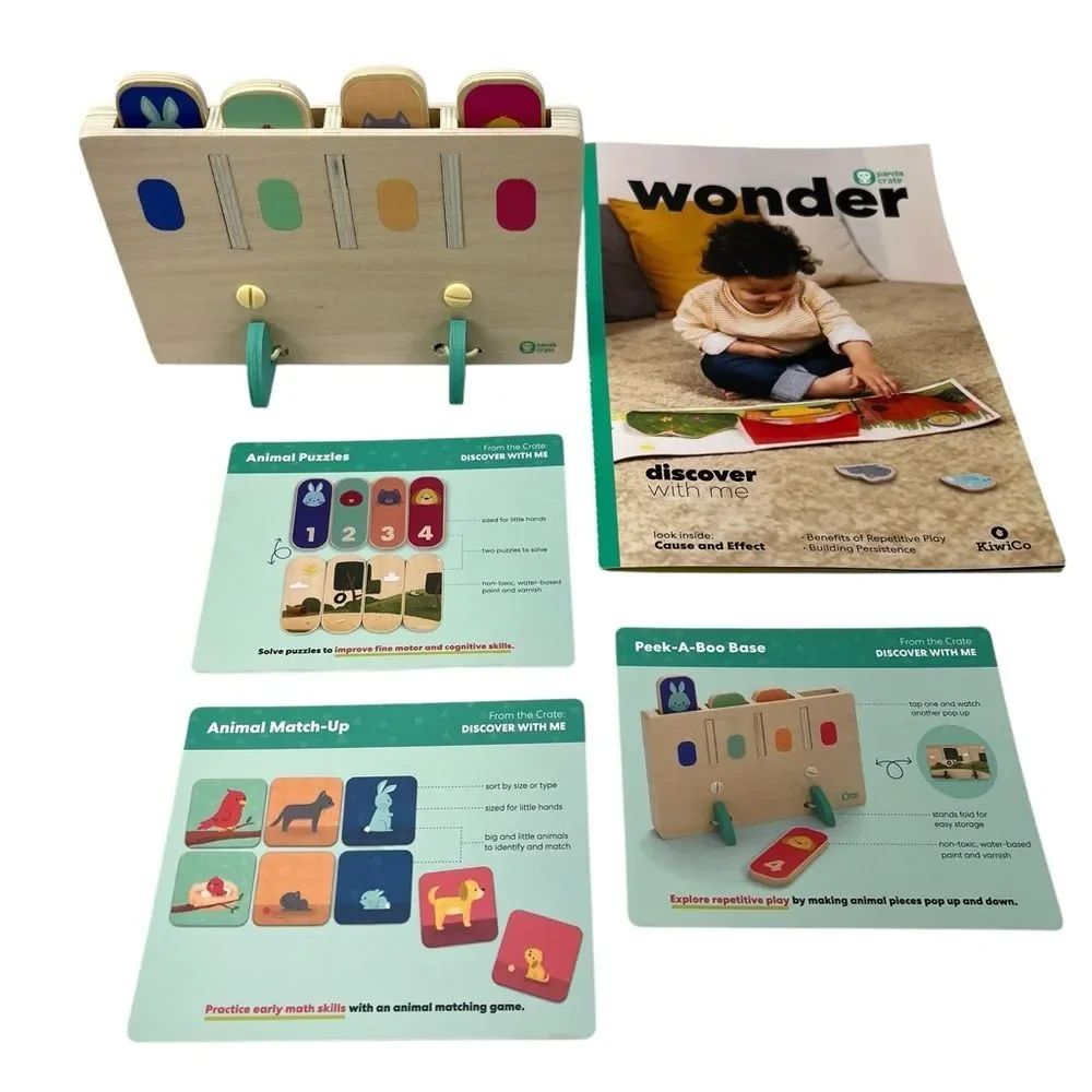 Kiwi Co Panda Crate Peek A Boo Animal Match Up Double Sided Puzzle